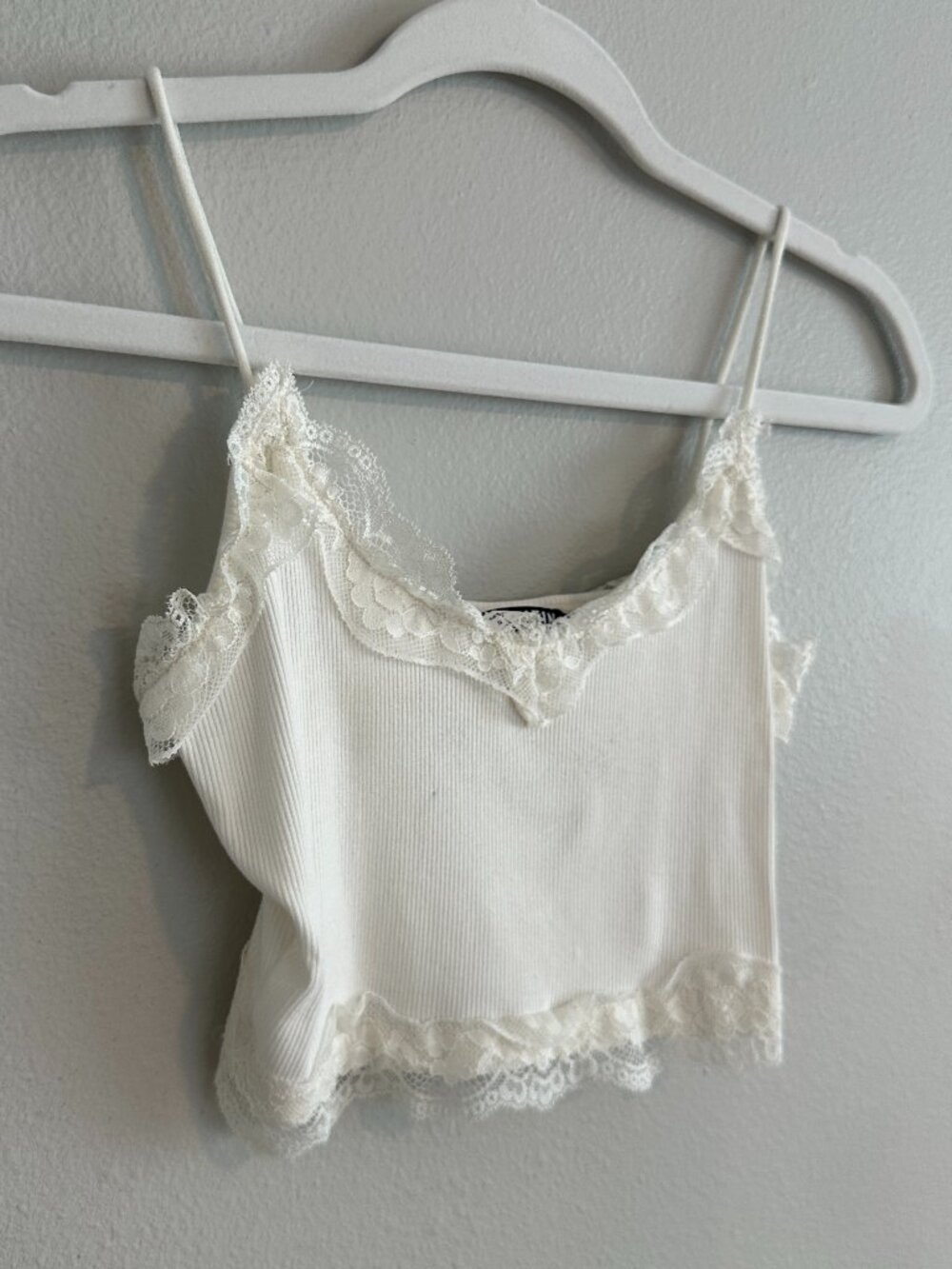 White Crop Lace Cami Top